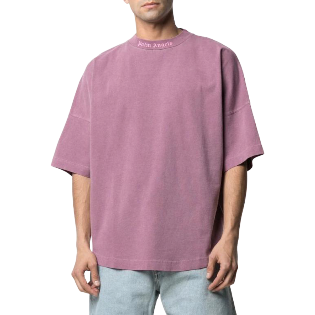 Palm Angels SS21 Logo Mock Neck Tee - Grape