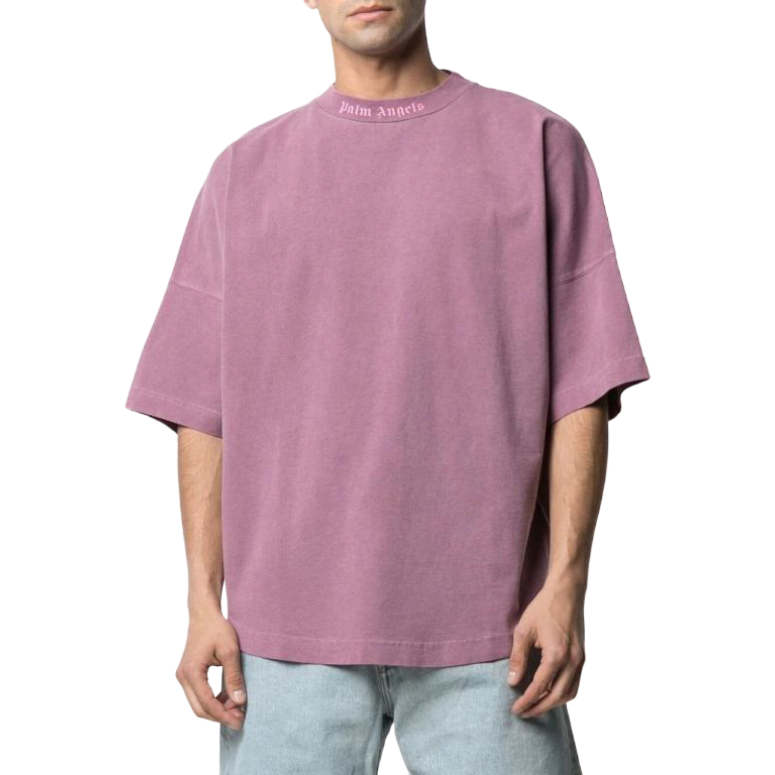 Palm Angels SS21 Logo Mock Neck Tee - Grape