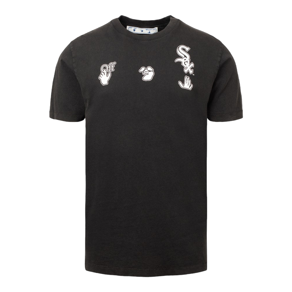 国内発送☆Off-White☆MLB_CHICAGO WS S/S TEE/BLACK/WHITE Off White X MLB Chicago White Sox Slim Tee