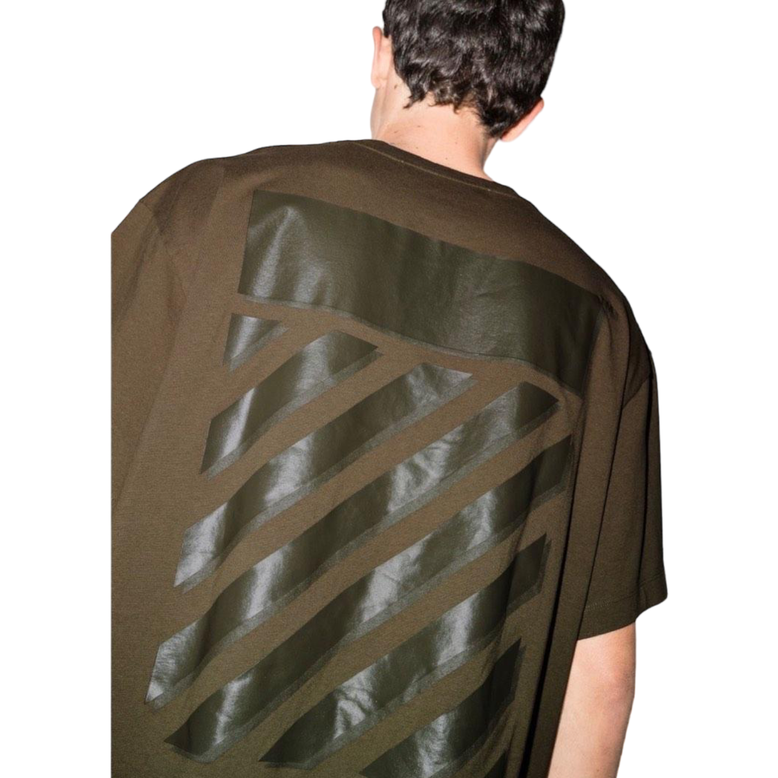 Off White Army Green Diagonal Tee