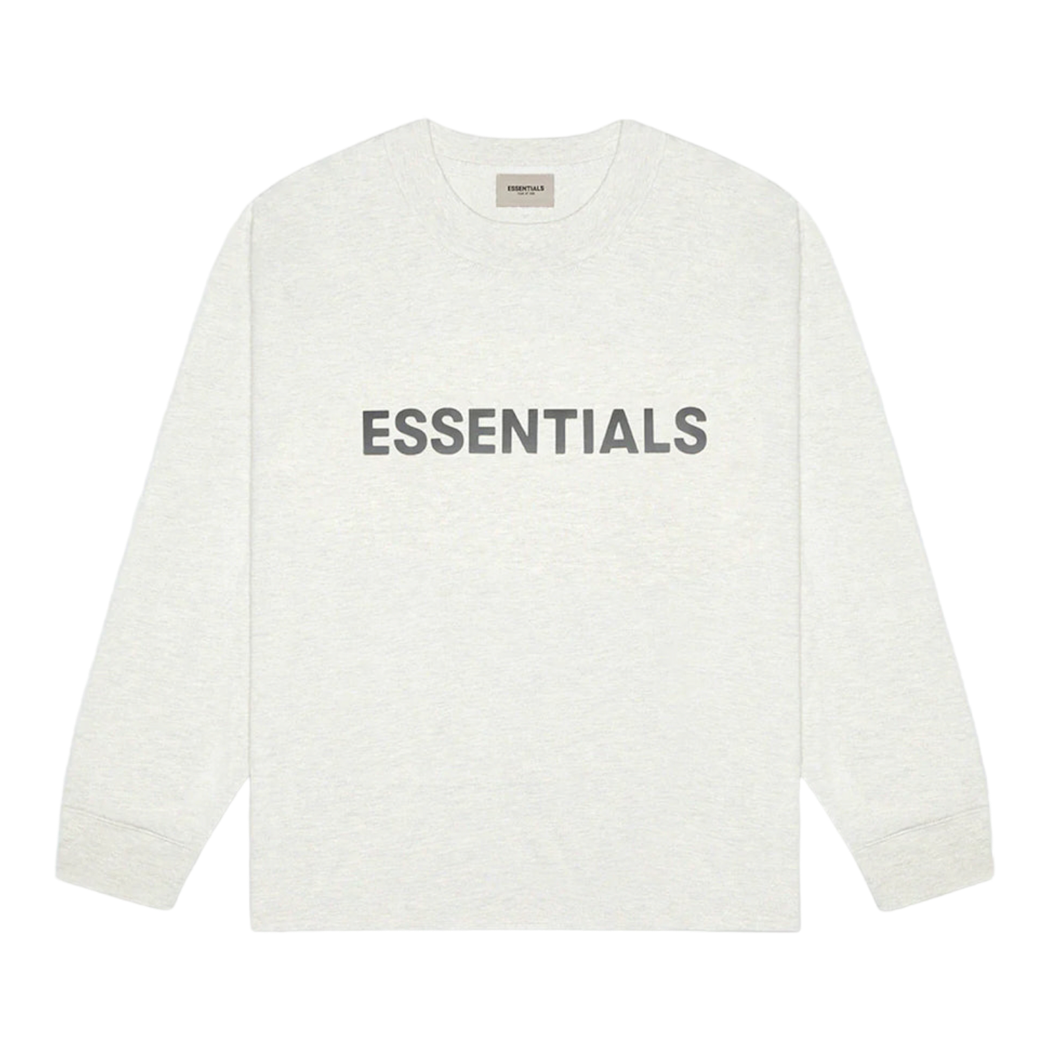 Essentials Boxy Long Sleeve T-Shirt Applique Logo Oatmeal