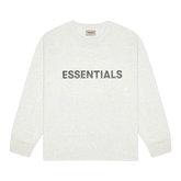 Essentials Boxy Long Sleeve T-Shirt Applique Logo Oatmeal