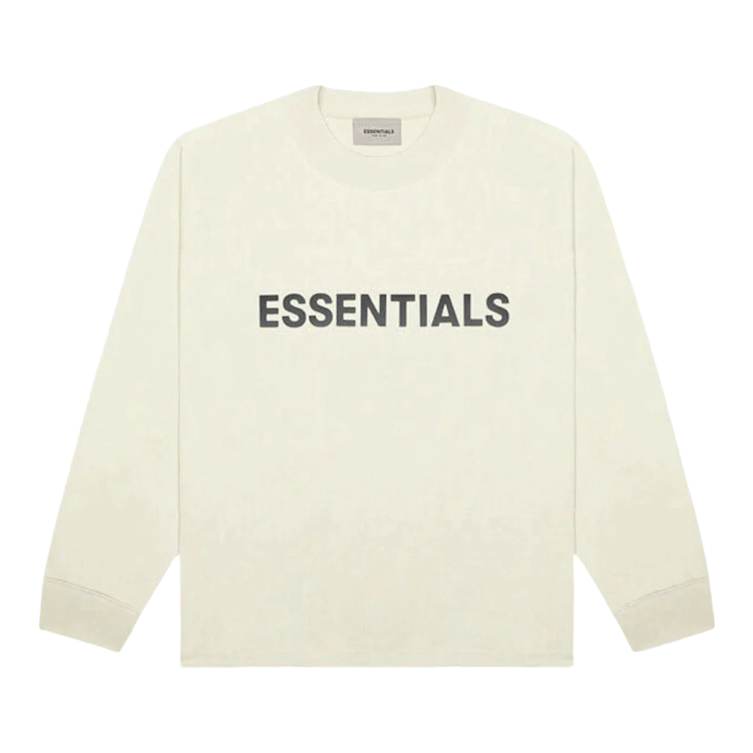 Essentials Boxy Long Sleeve T-Shirt Applique Logo Cream