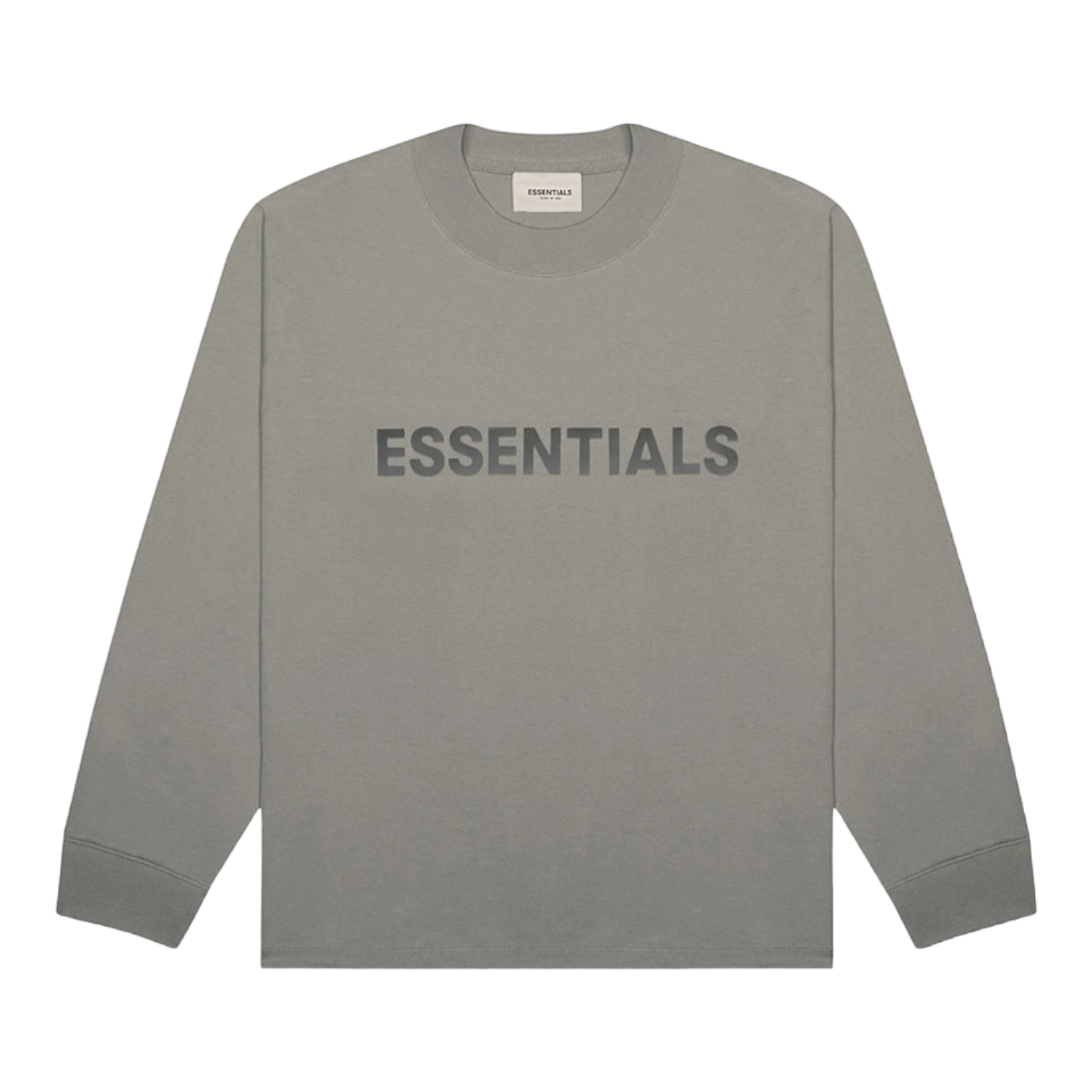 Essentials Boxy Long Sleeve T-Shirt Applique Logo Cement