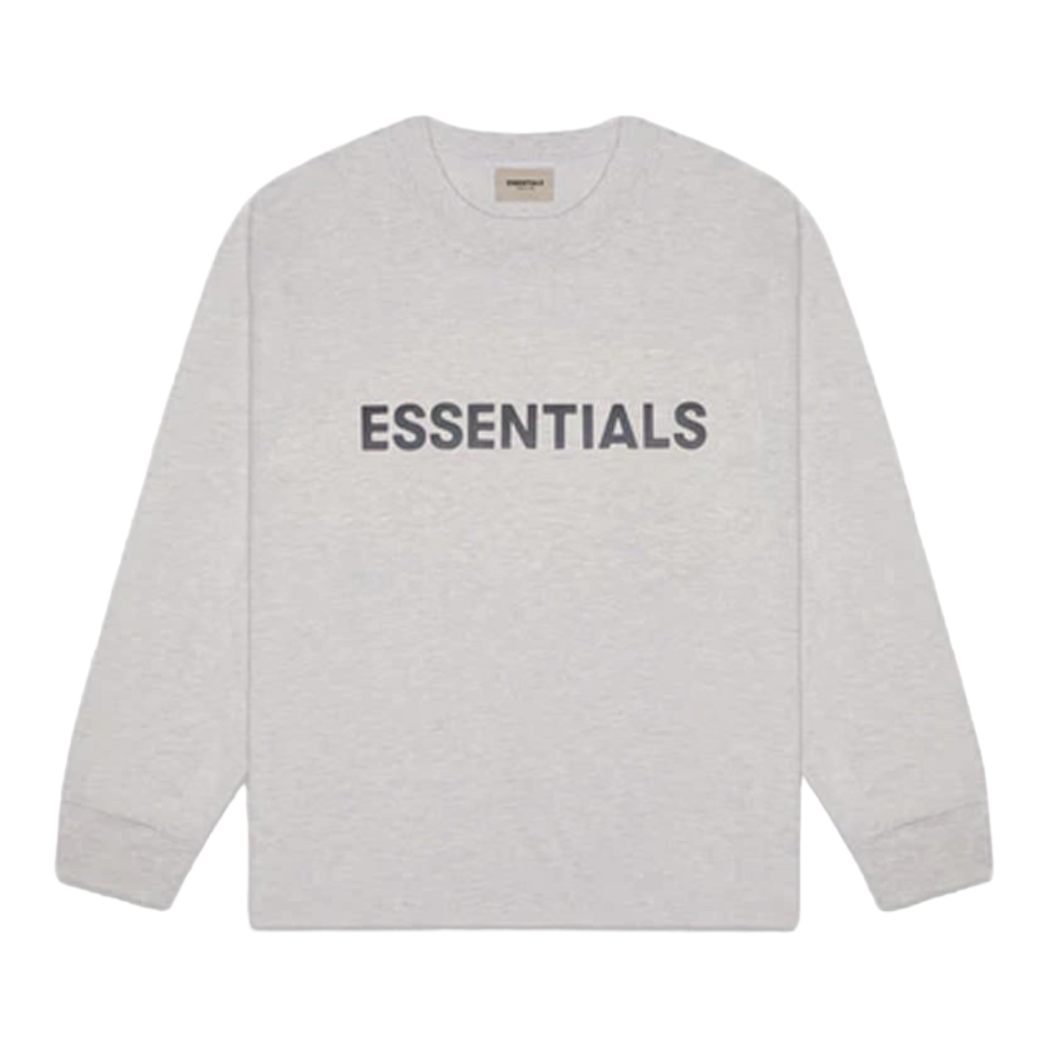 Essentials Boxy Long Sleeve T-Shirt Applique Logo Heather Oat