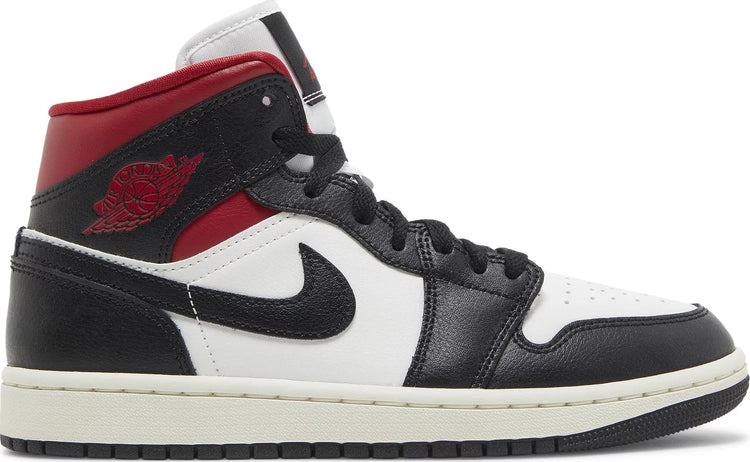 NIKE WMNS AIR JORDAN 1 MID "BLACK SAIL GYM RED"